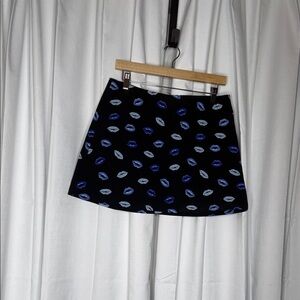 Zara Mini Skirt with Blue Lip Design
